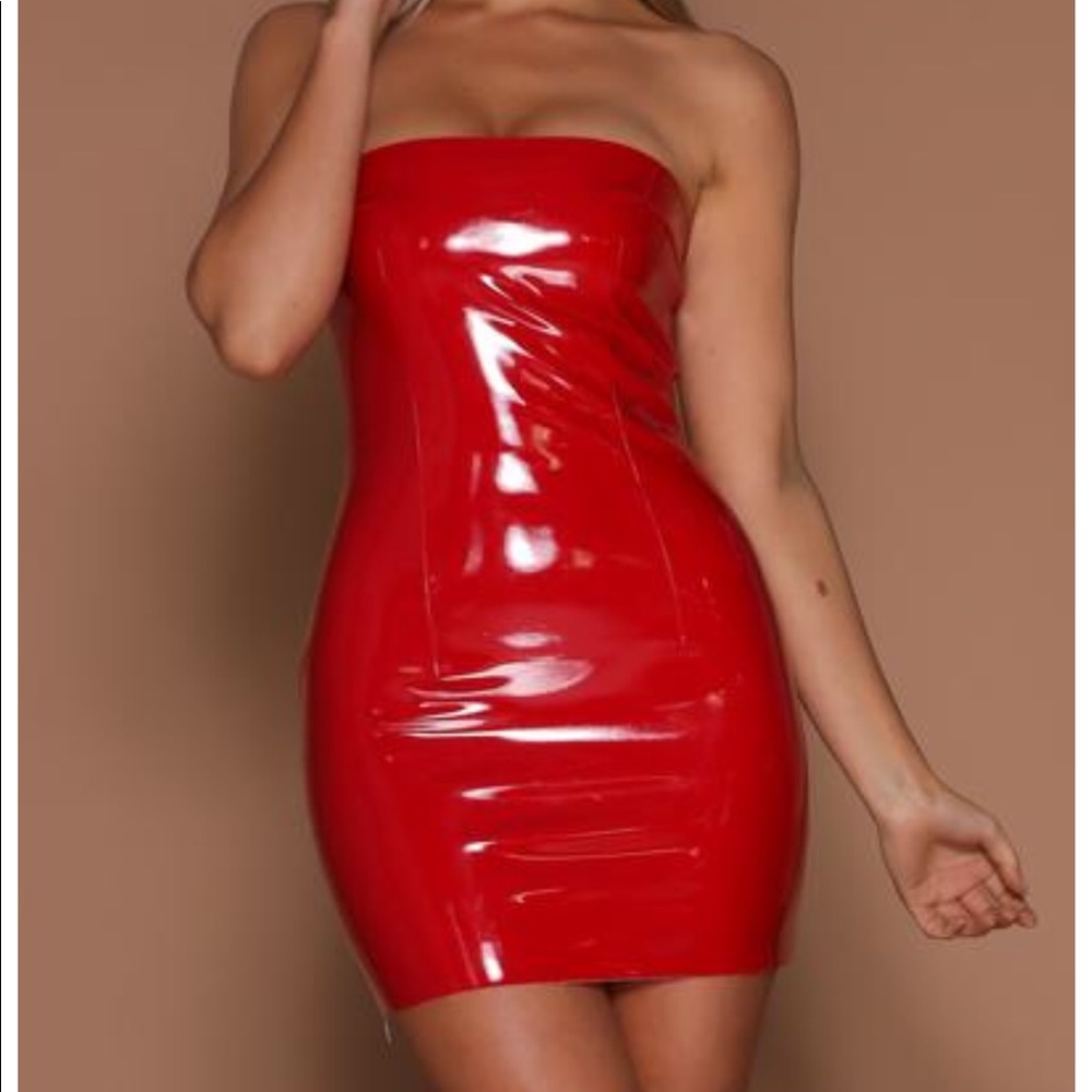 Meshki red latex minidress - size S